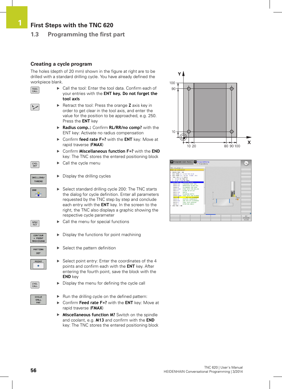 Creating a cycle program | HEIDENHAIN TNC 620 (81760x-01) User Manual | Page 56 / 616