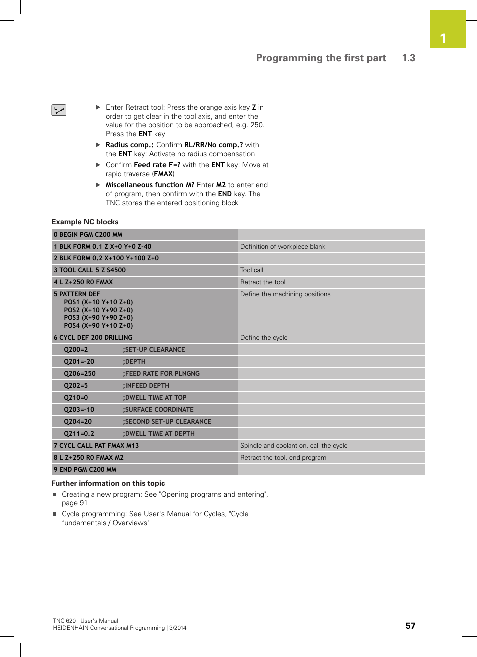Programming the first part 1.3 | HEIDENHAIN TNC 620 (81760x-01) User Manual | Page 57 / 616