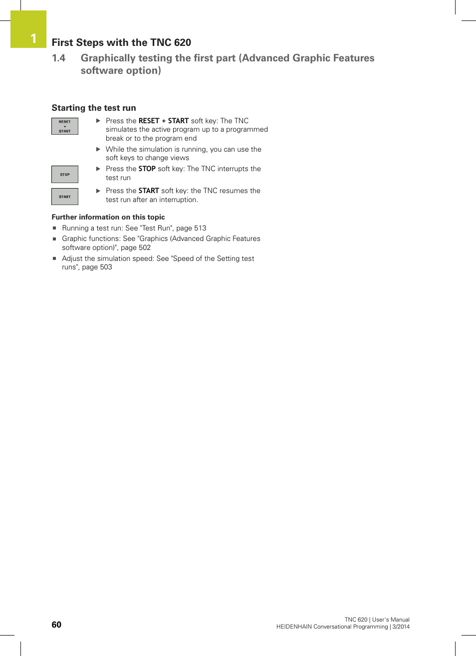 Starting the test run | HEIDENHAIN TNC 620 (81760x-01) User Manual | Page 60 / 616
