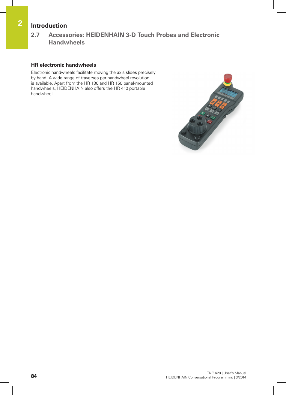 Hr electronic handwheels | HEIDENHAIN TNC 620 (81760x-01) User Manual | Page 84 / 616