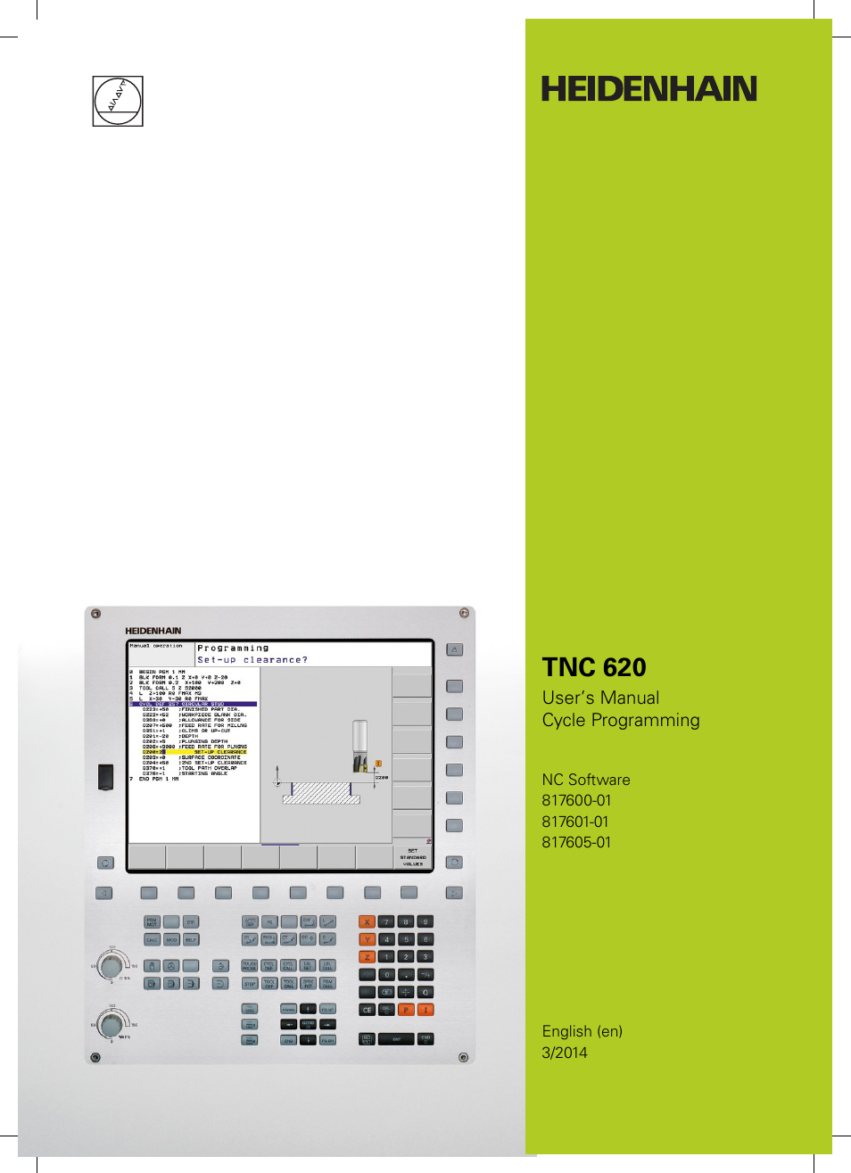 HEIDENHAIN TNC 620 (81760x-01) Cycle programming User Manual | 488 pages