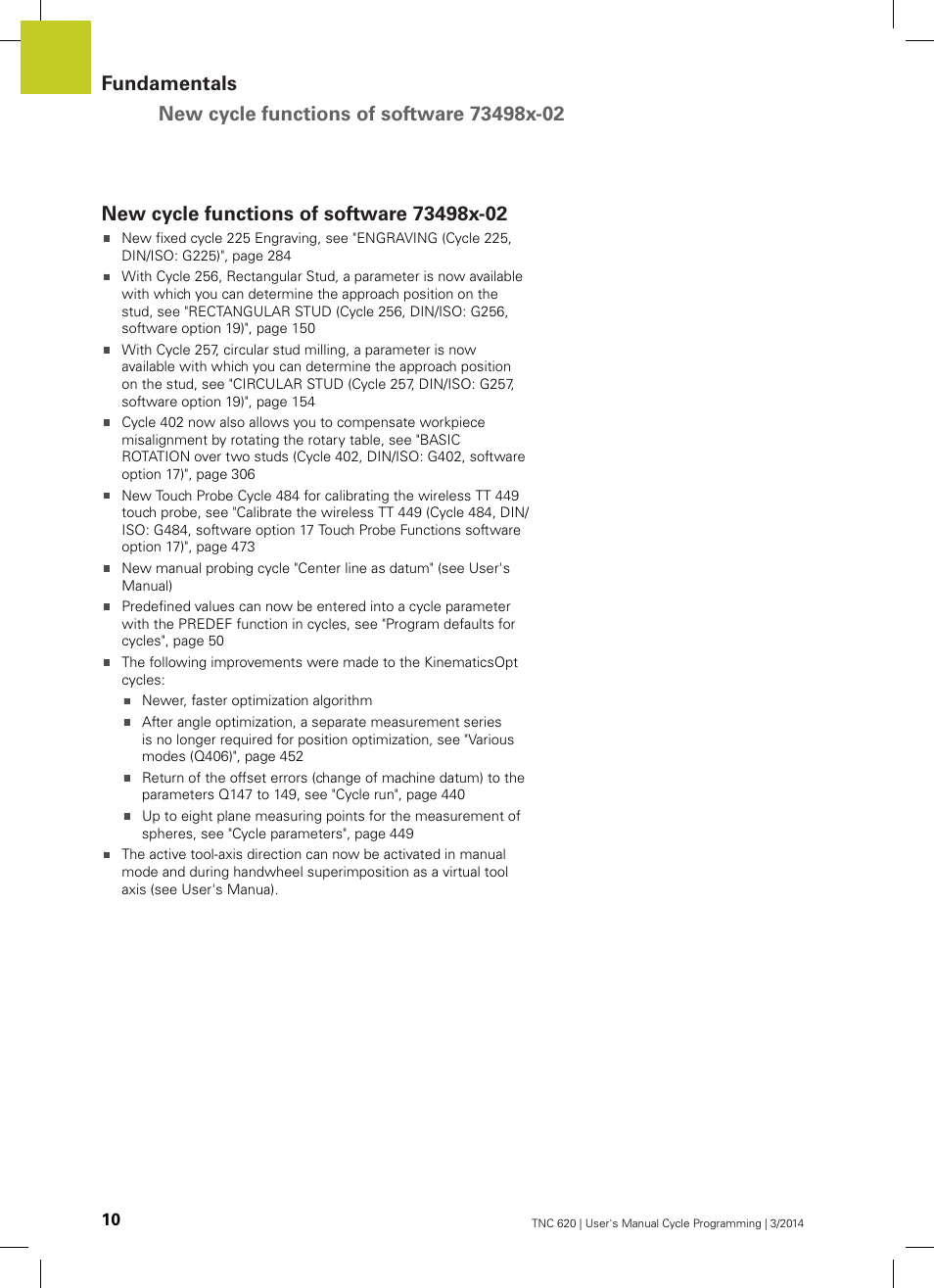 New cycle functions of software 73498x-02 | HEIDENHAIN TNC 620 (81760x-01) Cycle programming User Manual | Page 10 / 488