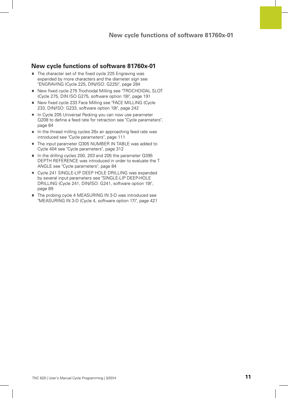 New cycle functions of software 81760x-01 | HEIDENHAIN TNC 620 (81760x-01) Cycle programming User Manual | Page 11 / 488