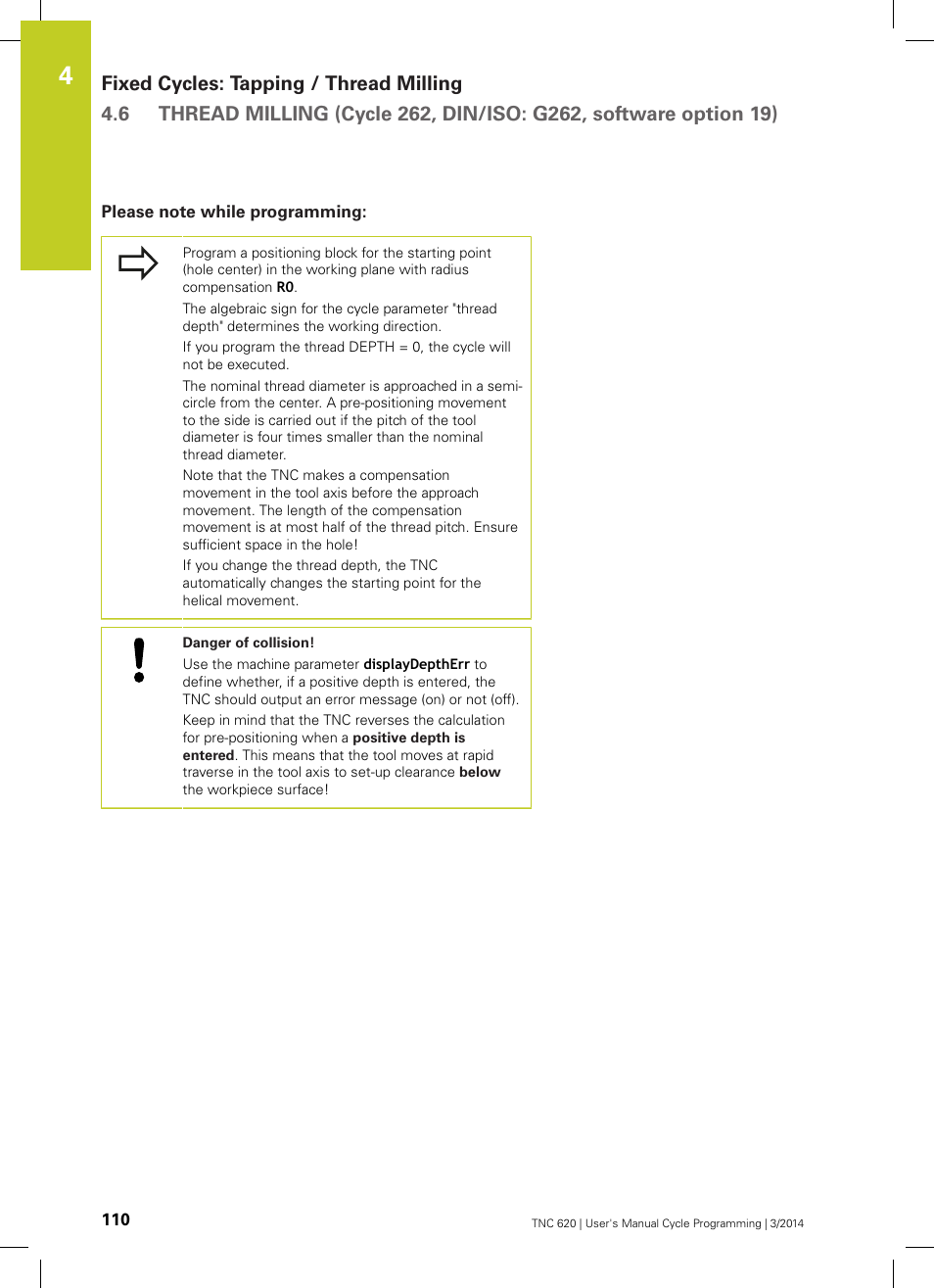 Please note while programming | HEIDENHAIN TNC 620 (81760x-01) Cycle programming User Manual | Page 110 / 488