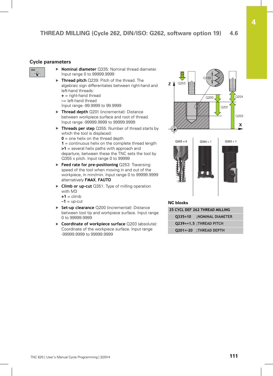 Cycle parameters | HEIDENHAIN TNC 620 (81760x-01) Cycle programming User Manual | Page 111 / 488