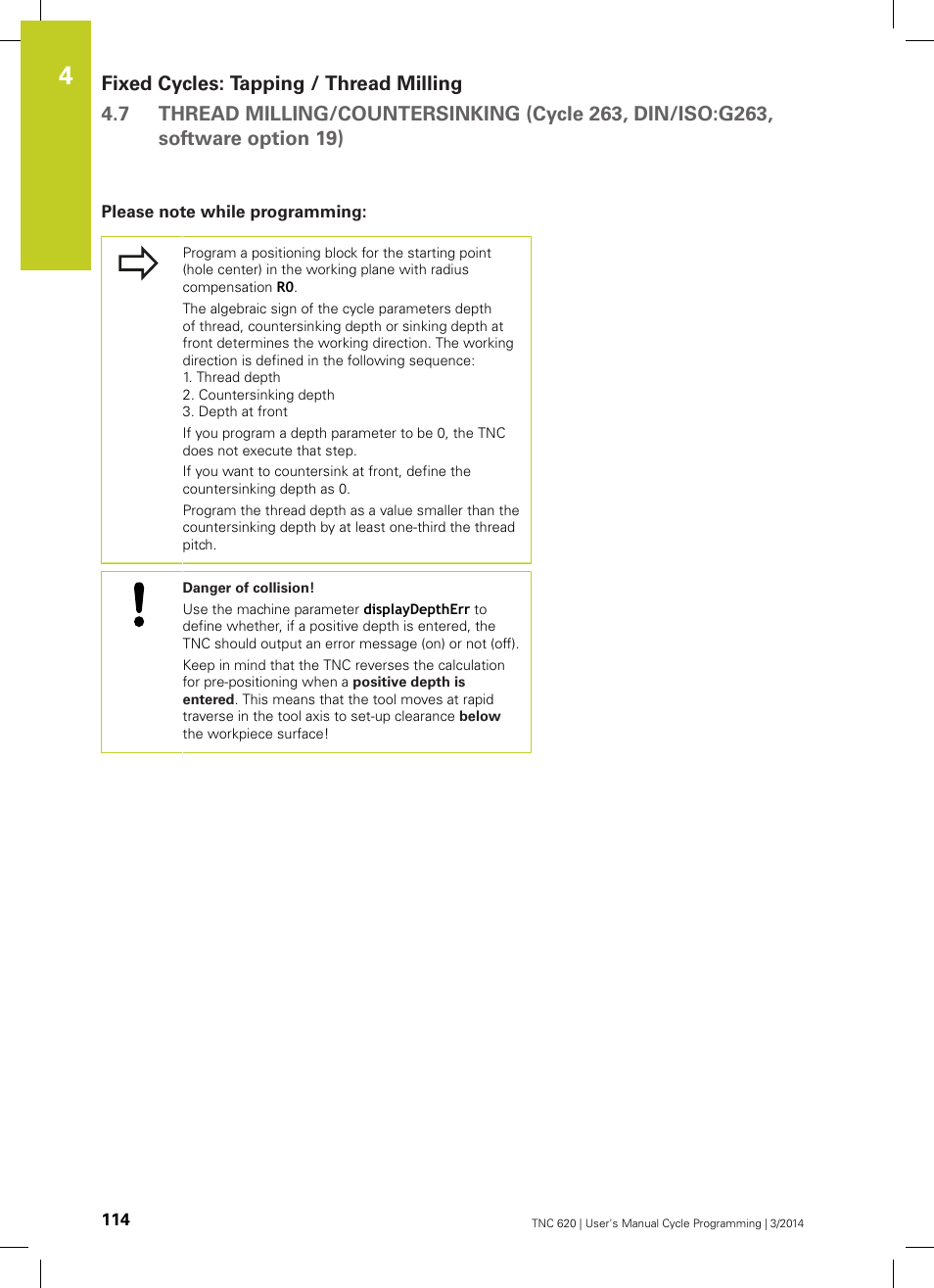 Please note while programming | HEIDENHAIN TNC 620 (81760x-01) Cycle programming User Manual | Page 114 / 488