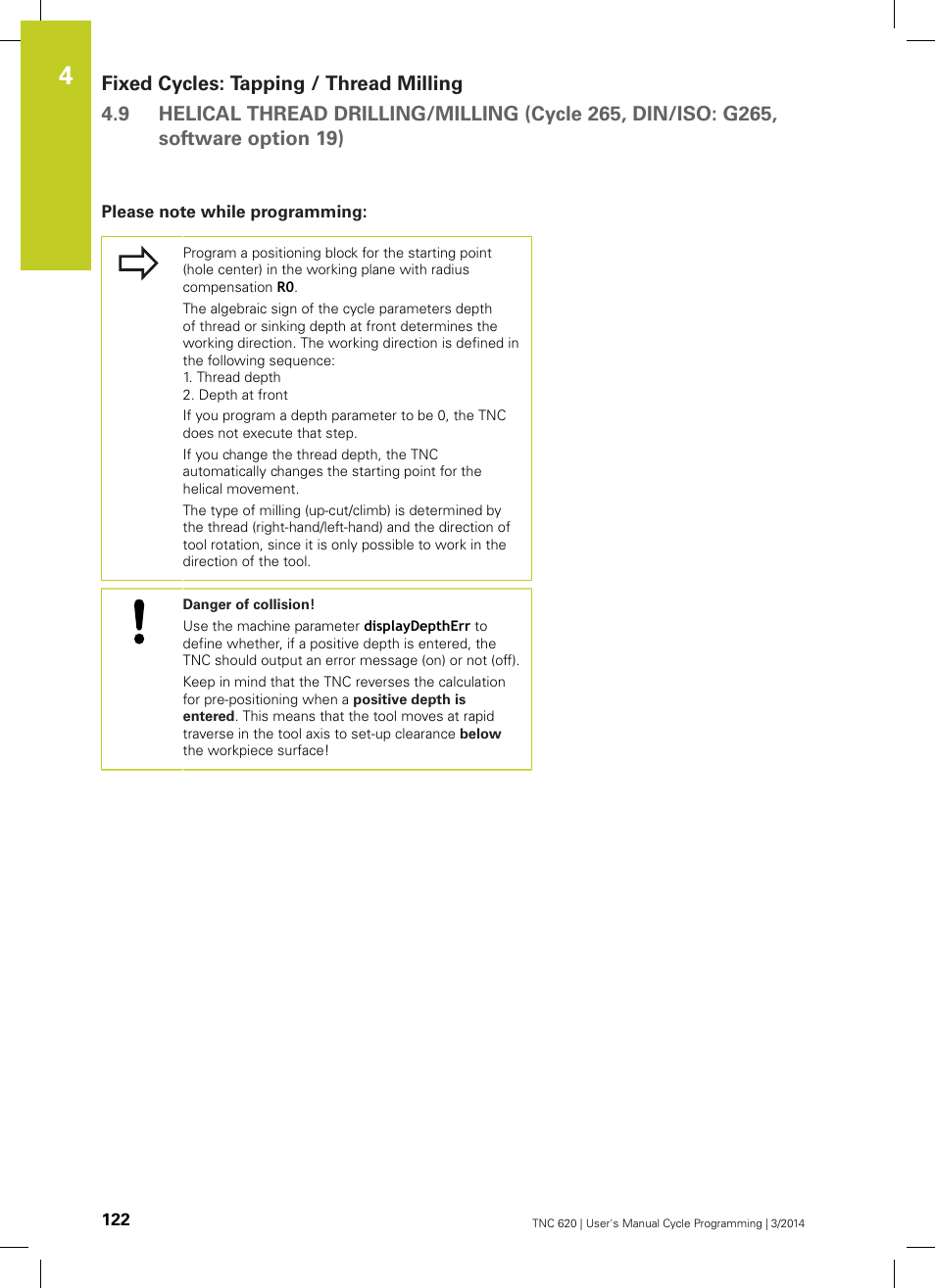 Please note while programming | HEIDENHAIN TNC 620 (81760x-01) Cycle programming User Manual | Page 122 / 488