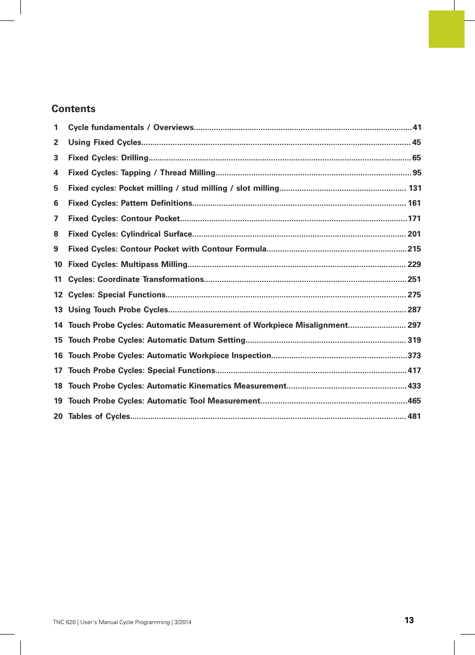 HEIDENHAIN TNC 620 (81760x-01) Cycle programming User Manual | Page 13 / 488