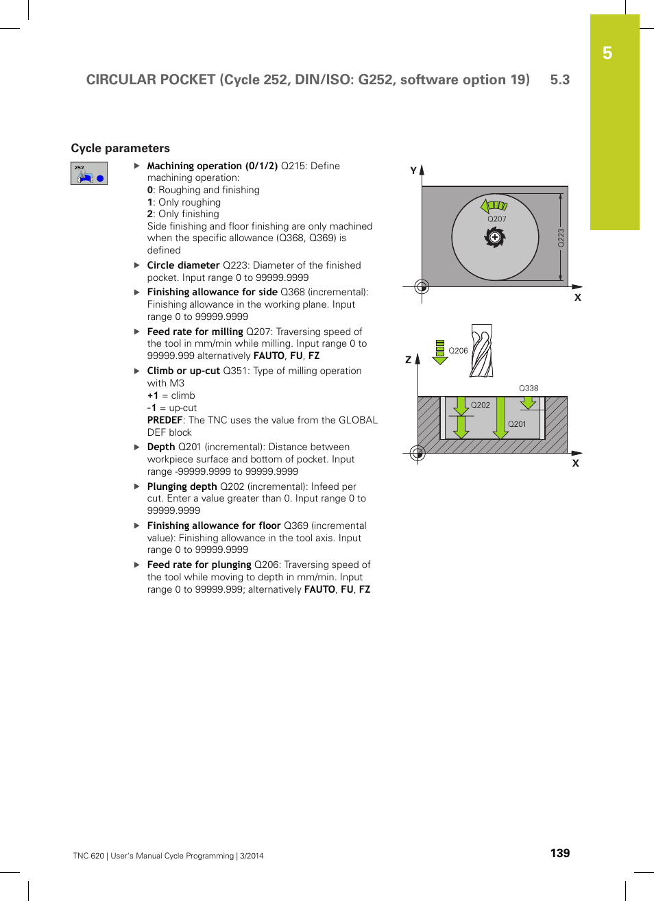 Cycle parameters | HEIDENHAIN TNC 620 (81760x-01) Cycle programming User Manual | Page 139 / 488