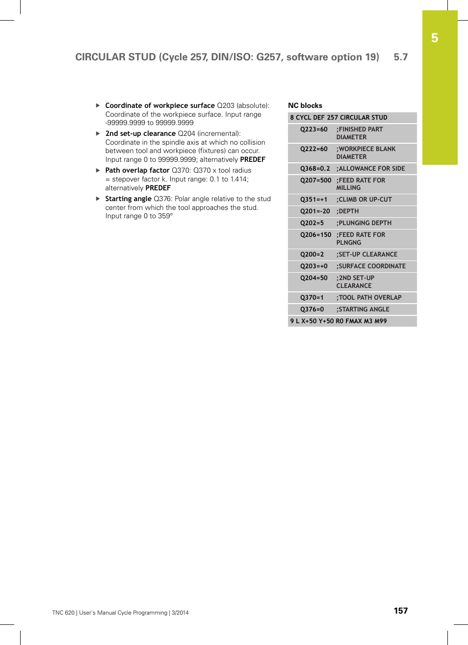 HEIDENHAIN TNC 620 (81760x-01) Cycle programming User Manual | Page 157 / 488