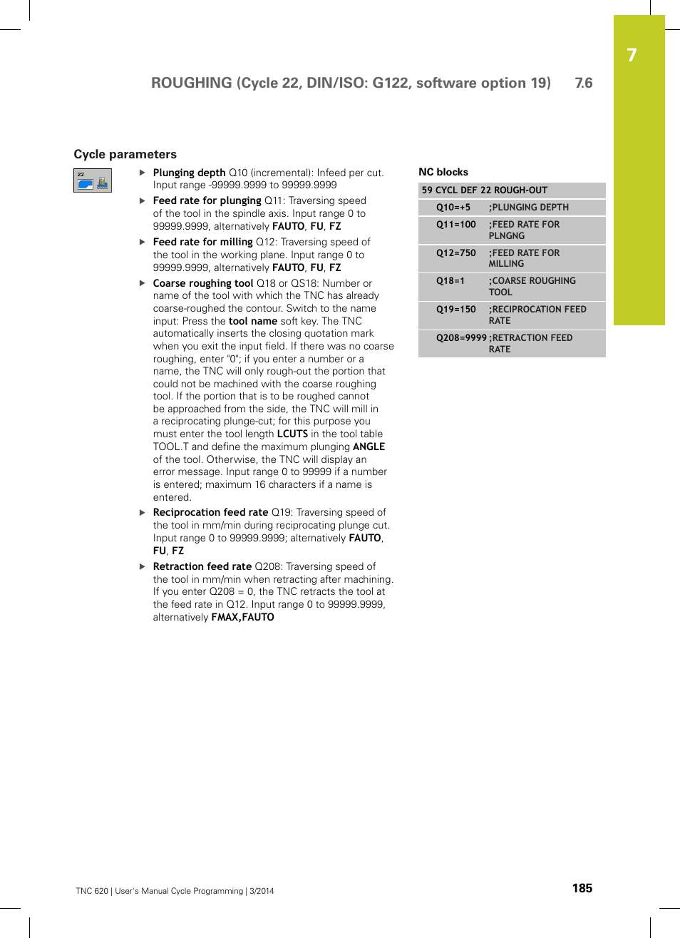 Cycle parameters | HEIDENHAIN TNC 620 (81760x-01) Cycle programming User Manual | Page 185 / 488