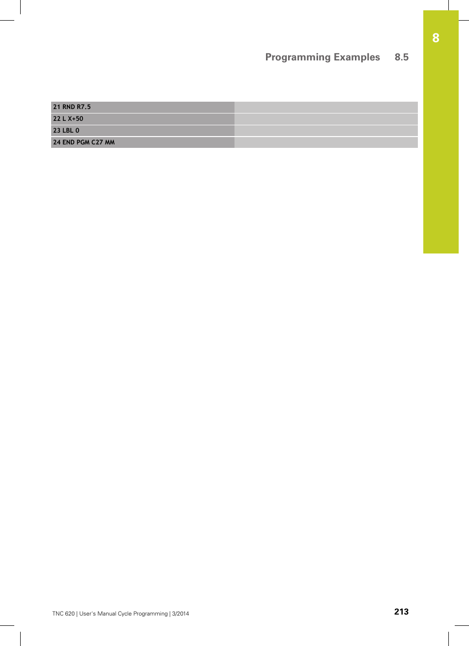 HEIDENHAIN TNC 620 (81760x-01) Cycle programming User Manual | Page 213 / 488