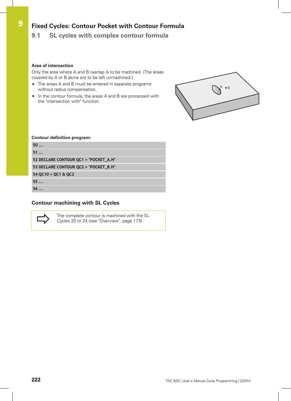Contour definition program, Contour machining with sl cycles | HEIDENHAIN TNC 620 (81760x-01) Cycle programming User Manual | Page 222 / 488