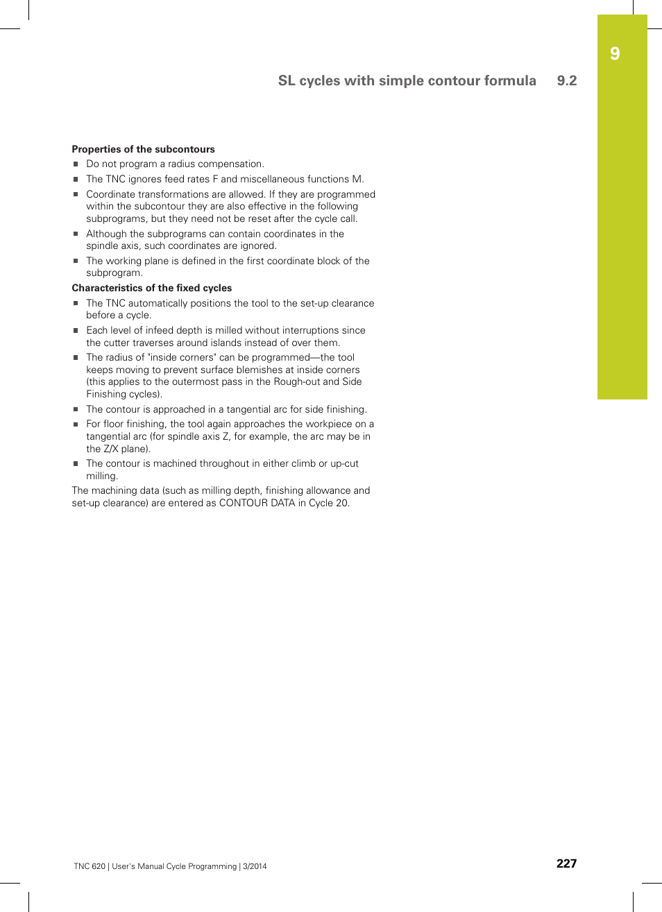 Sl cycles with simple contour formula 9.2 | HEIDENHAIN TNC 620 (81760x-01) Cycle programming User Manual | Page 227 / 488