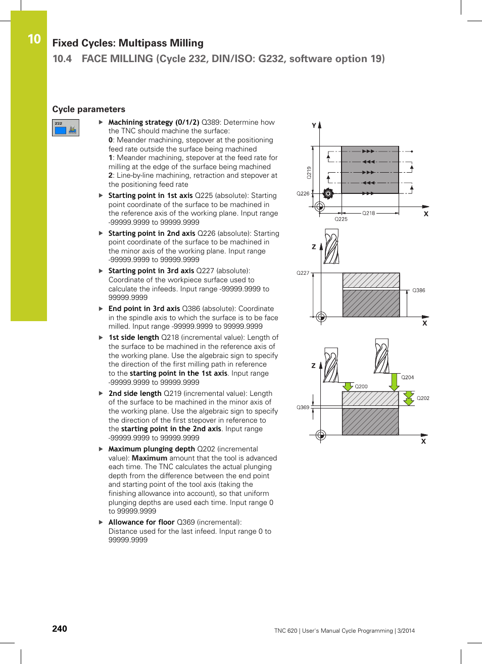 Cycle parameters | HEIDENHAIN TNC 620 (81760x-01) Cycle programming User Manual | Page 240 / 488