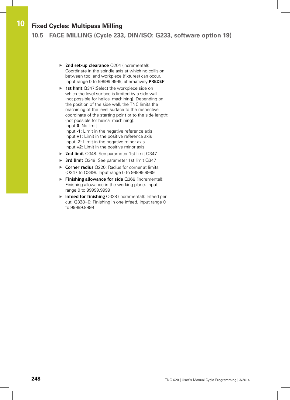HEIDENHAIN TNC 620 (81760x-01) Cycle programming User Manual | Page 248 / 488