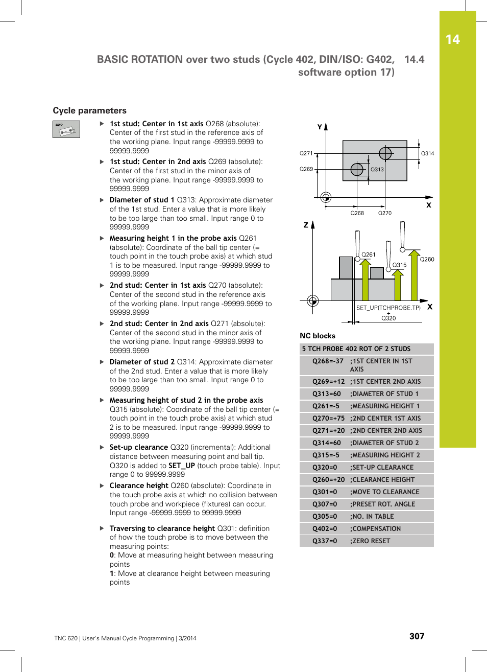 Cycle parameters | HEIDENHAIN TNC 620 (81760x-01) Cycle programming User Manual | Page 307 / 488