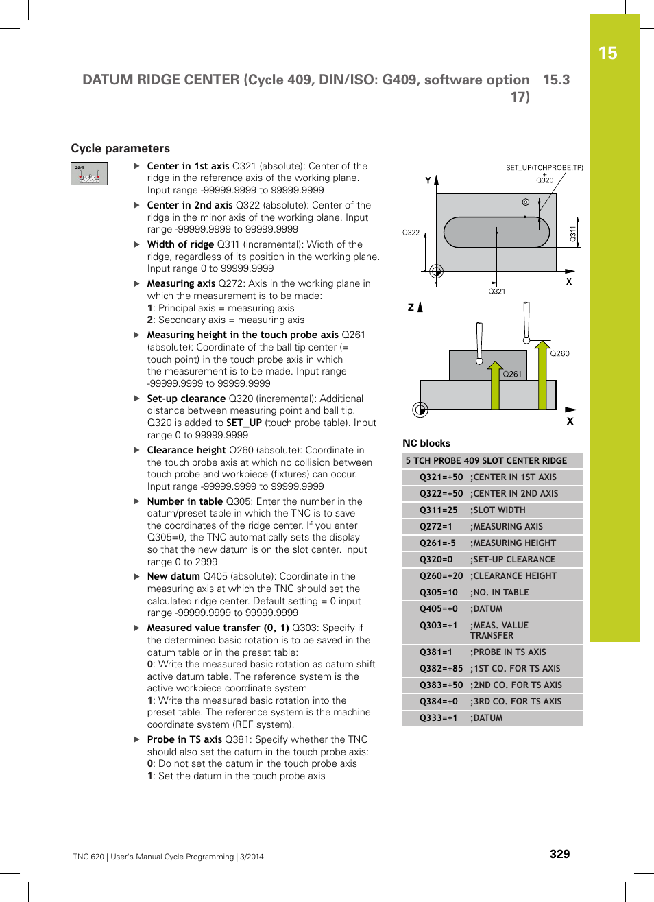 Cycle parameters | HEIDENHAIN TNC 620 (81760x-01) Cycle programming User Manual | Page 329 / 488