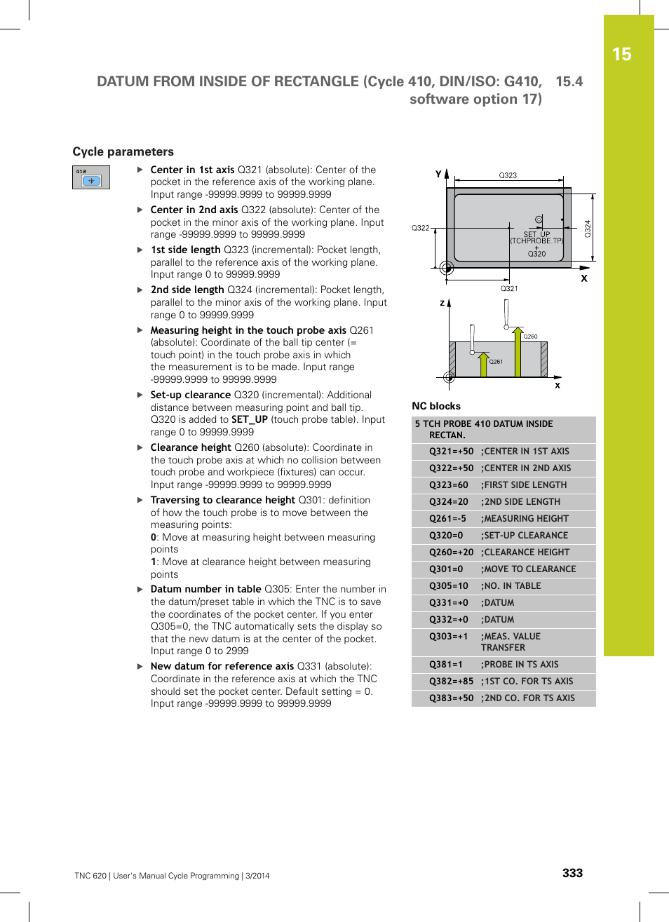 Cycle parameters | HEIDENHAIN TNC 620 (81760x-01) Cycle programming User Manual | Page 333 / 488