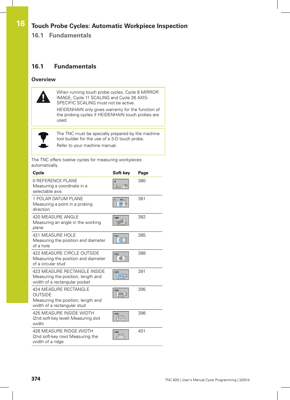 1 fundamentals, Overview, Fundamentals | HEIDENHAIN TNC 620 (81760x-01) Cycle programming User Manual | Page 374 / 488