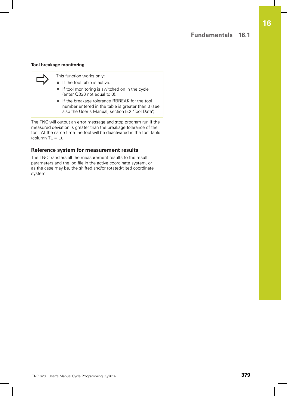 Reference system for measurement results, Fundamentals 16.1 | HEIDENHAIN TNC 620 (81760x-01) Cycle programming User Manual | Page 379 / 488