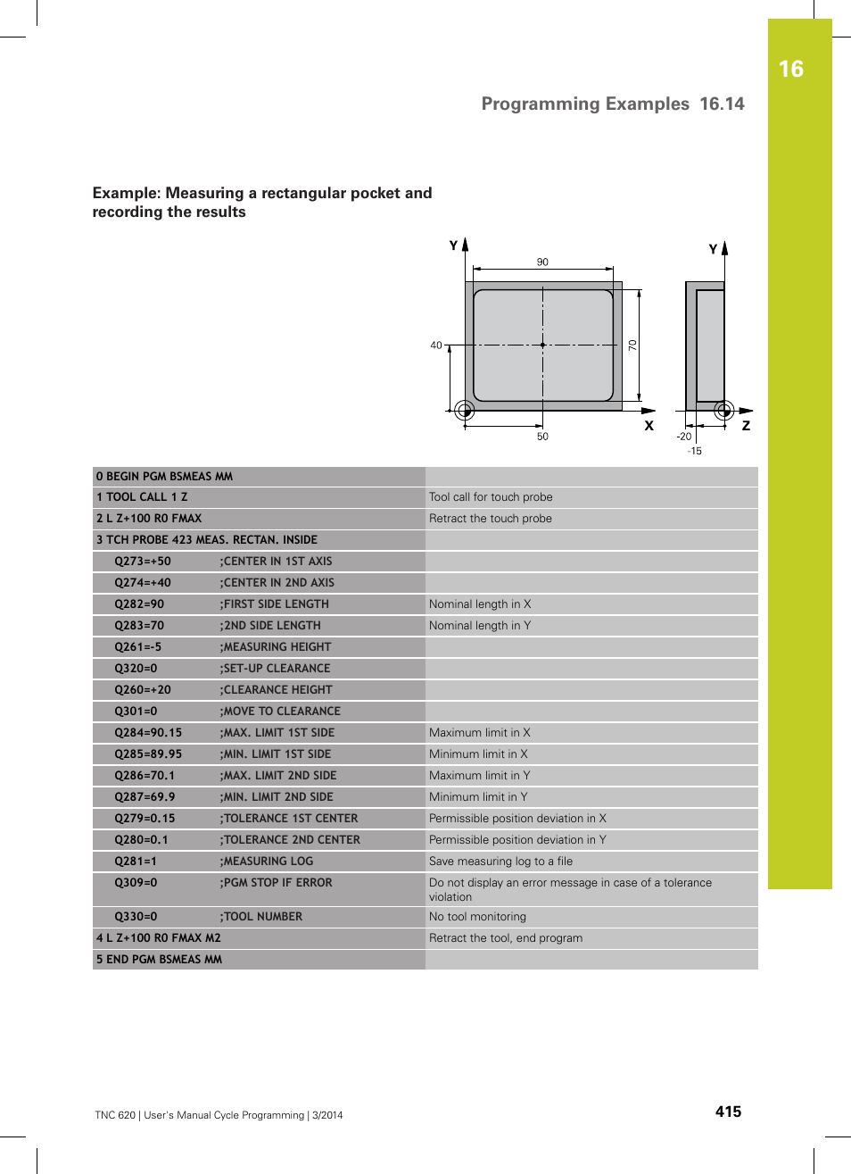 Programming examples 16.14 | HEIDENHAIN TNC 620 (81760x-01) Cycle programming User Manual | Page 415 / 488