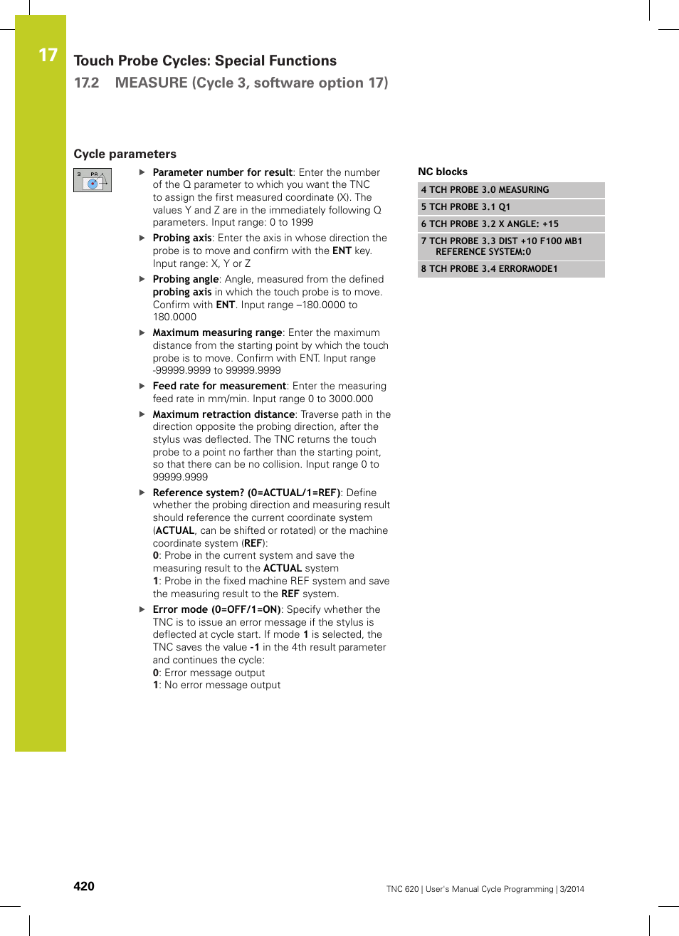 Cycle parameters | HEIDENHAIN TNC 620 (81760x-01) Cycle programming User Manual | Page 420 / 488