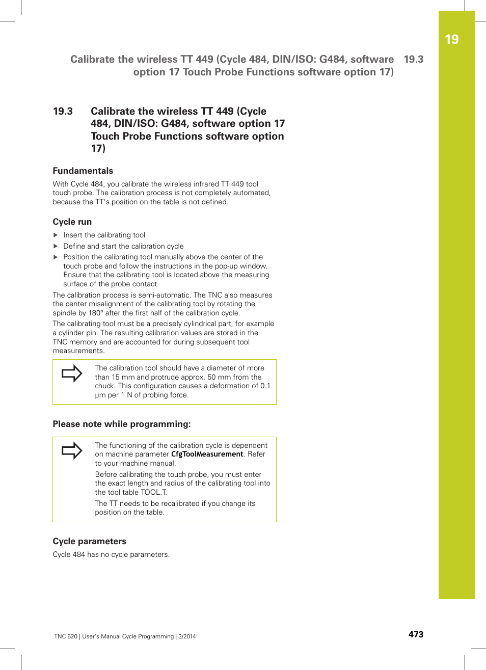 Fundamentals, Cycle run, Please note while programming | Cycle parameters, Functions software option 17) | HEIDENHAIN TNC 620 (81760x-01) Cycle programming User Manual | Page 473 / 488