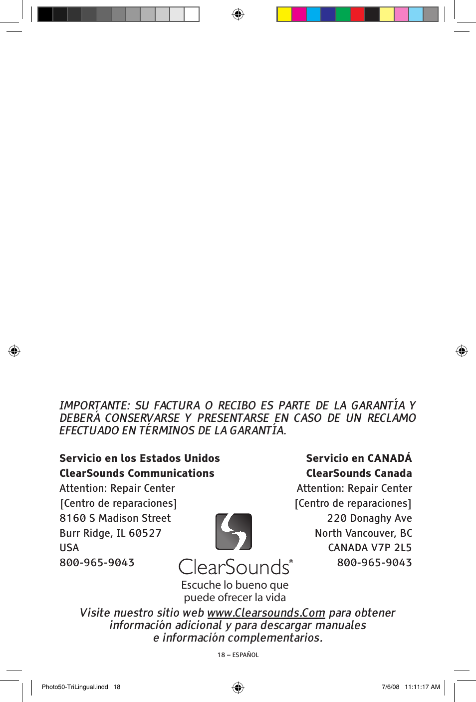 ClearSounds Photo50 V608 User Manual | Page 34 / 52
