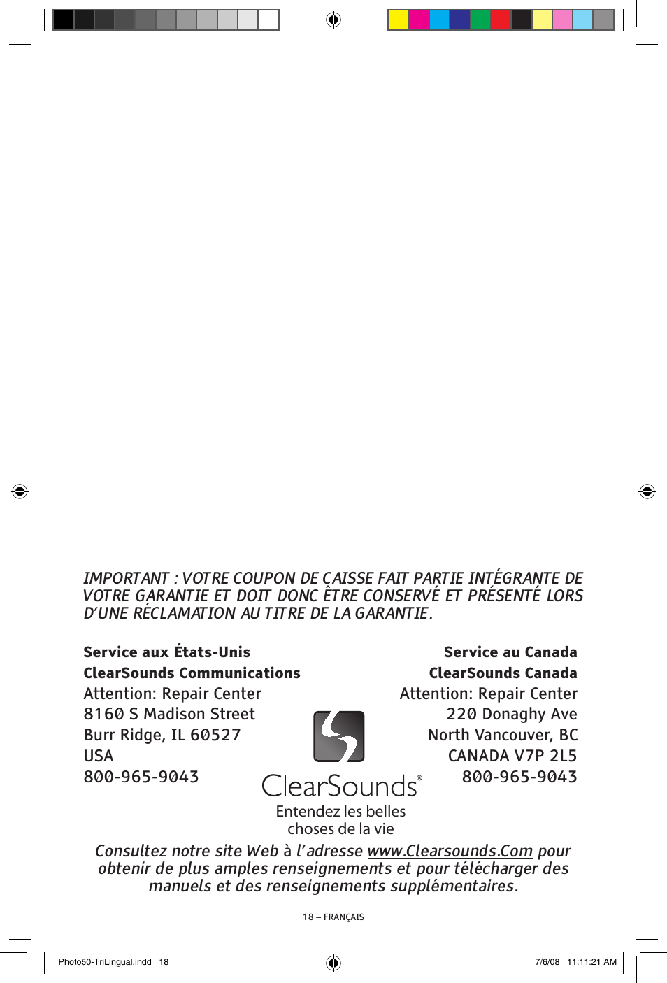 ClearSounds Photo50 V608 User Manual | Page 52 / 52