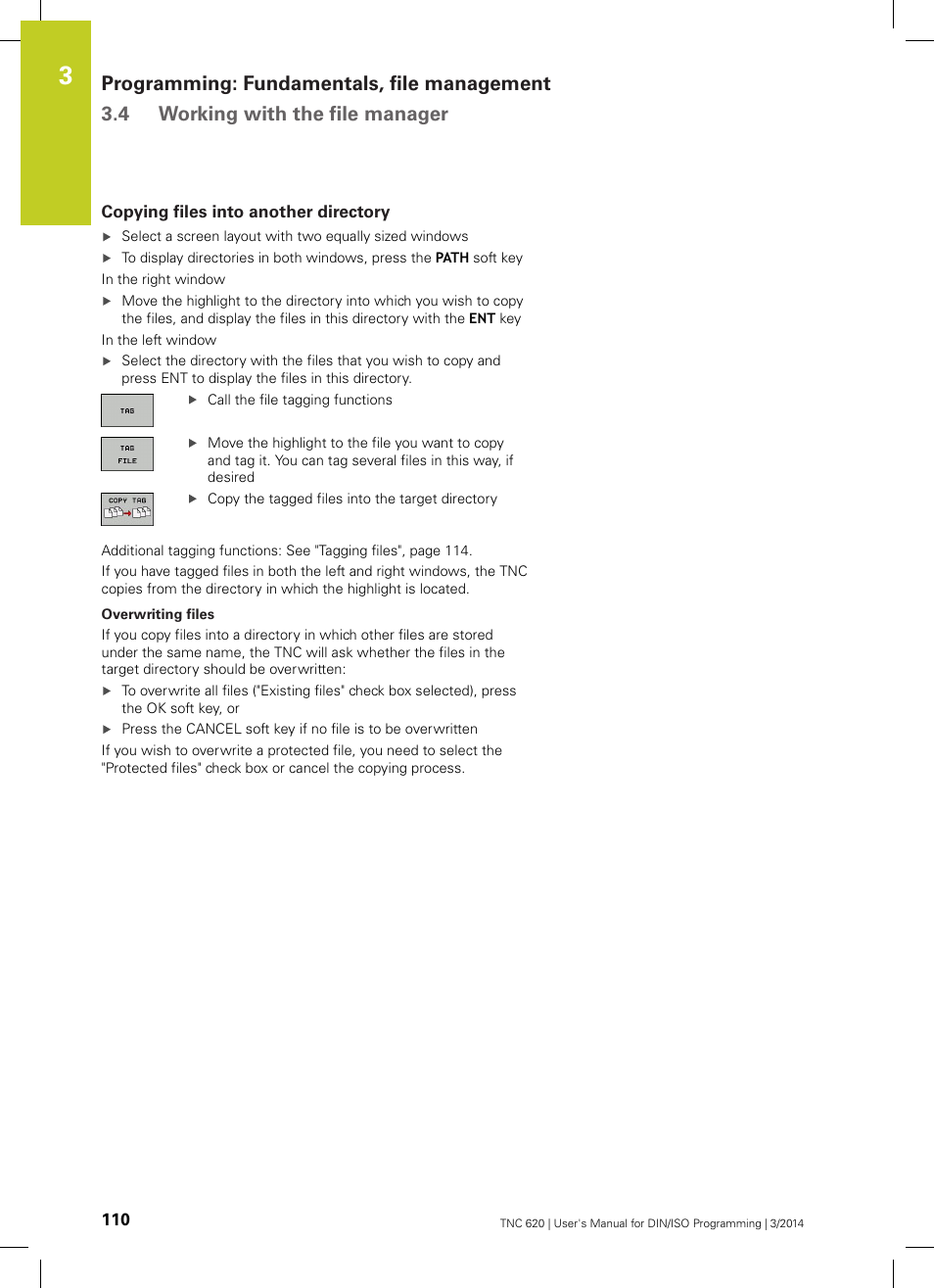 Copying files into another directory | HEIDENHAIN TNC 620 (81760x-01) ISO programming User Manual | Page 110 / 584