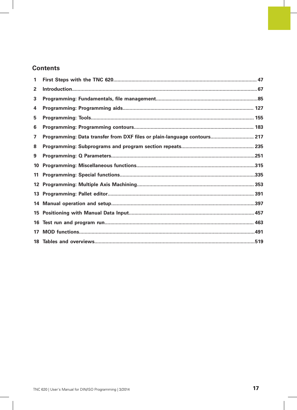 HEIDENHAIN TNC 620 (81760x-01) ISO programming User Manual | Page 17 / 584