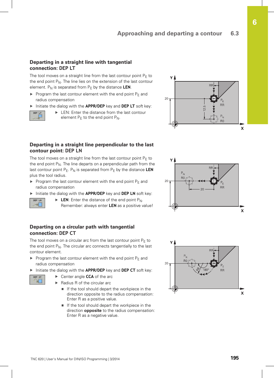 Approaching and departing a contour 6.3 | HEIDENHAIN TNC 620 (81760x-01) ISO programming User Manual | Page 195 / 584