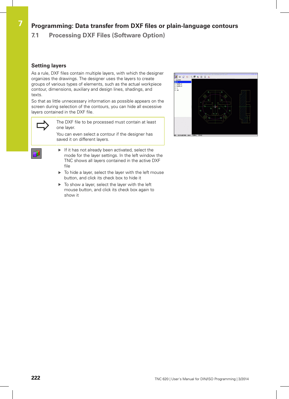 Setting layers | HEIDENHAIN TNC 620 (81760x-01) ISO programming User Manual | Page 222 / 584