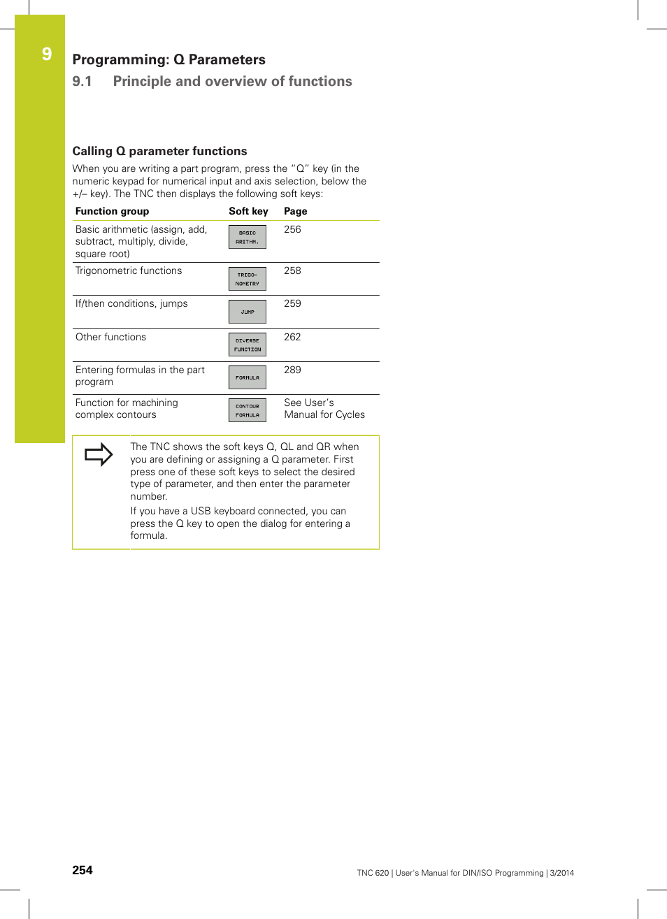 Calling q parameter functions | HEIDENHAIN TNC 620 (81760x-01) ISO programming User Manual | Page 254 / 584