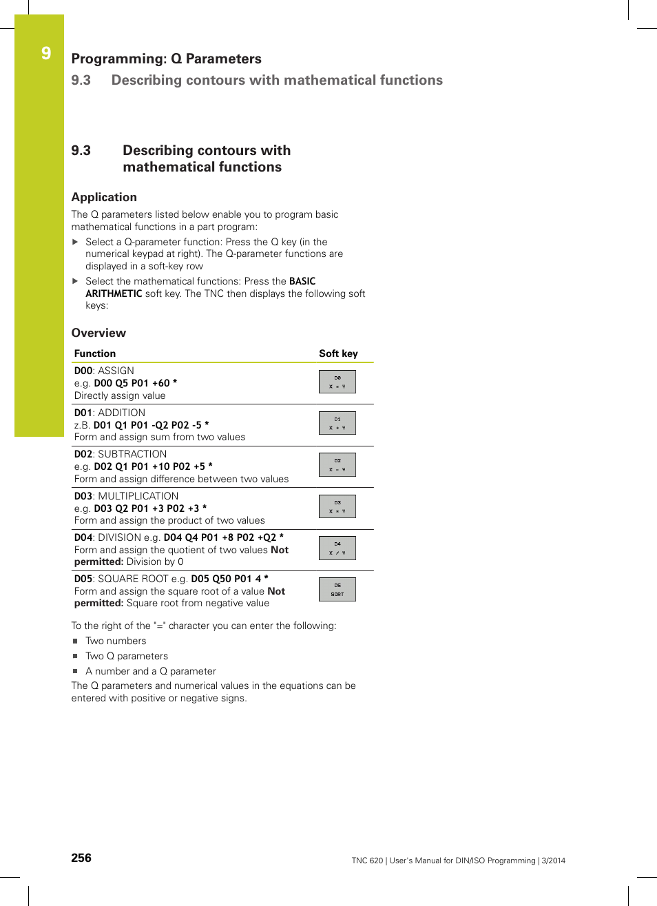 3 describing contours with mathematical functions, Application, Overview | Describing contours with mathematical functions | HEIDENHAIN TNC 620 (81760x-01) ISO programming User Manual | Page 256 / 584