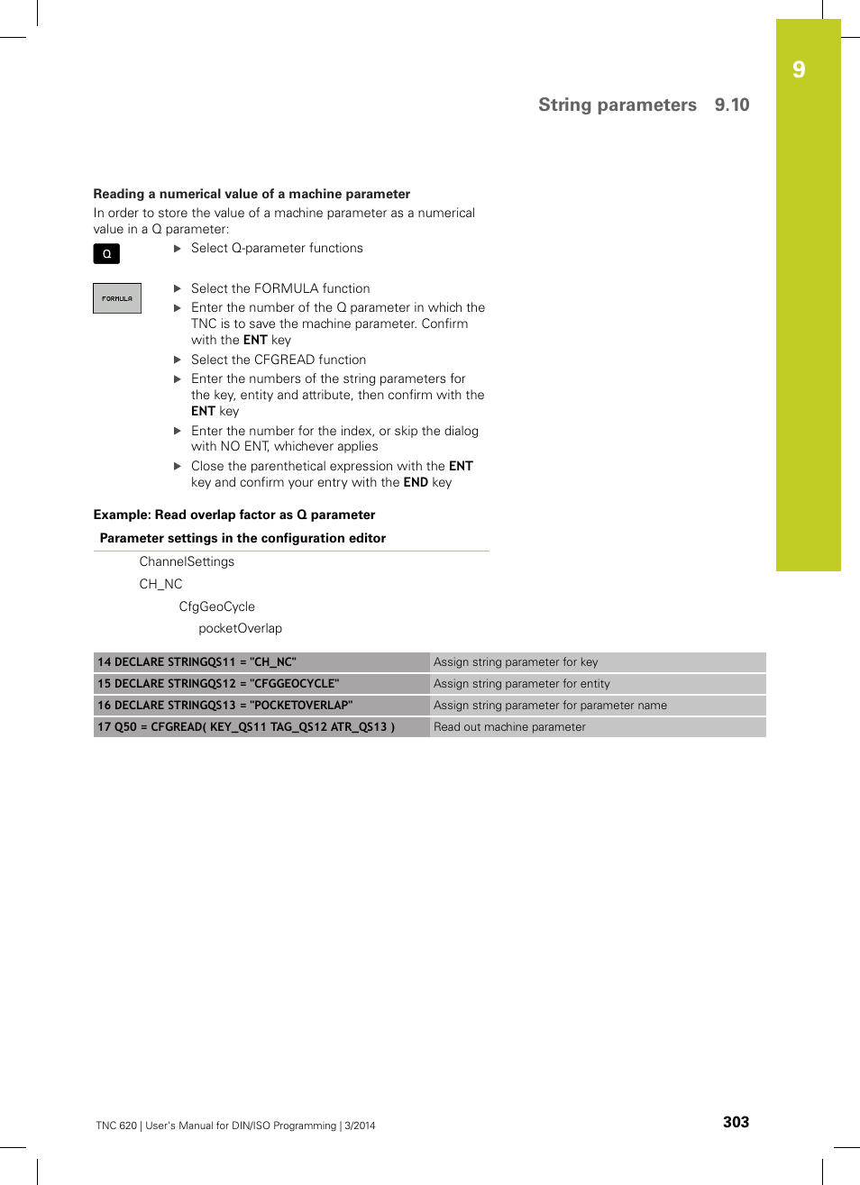 String parameters 9.10 | HEIDENHAIN TNC 620 (81760x-01) ISO programming User Manual | Page 303 / 584