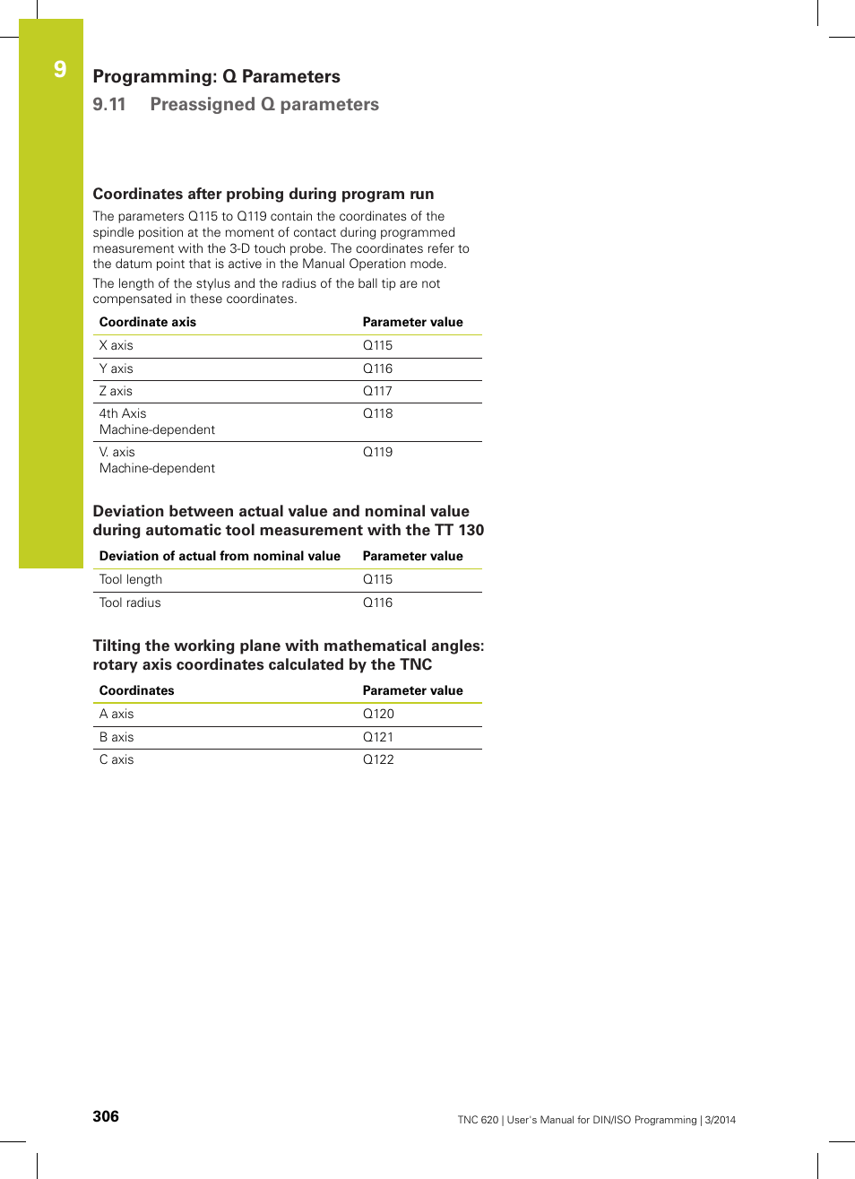 Coordinates after probing during program run | HEIDENHAIN TNC 620 (81760x-01) ISO programming User Manual | Page 306 / 584