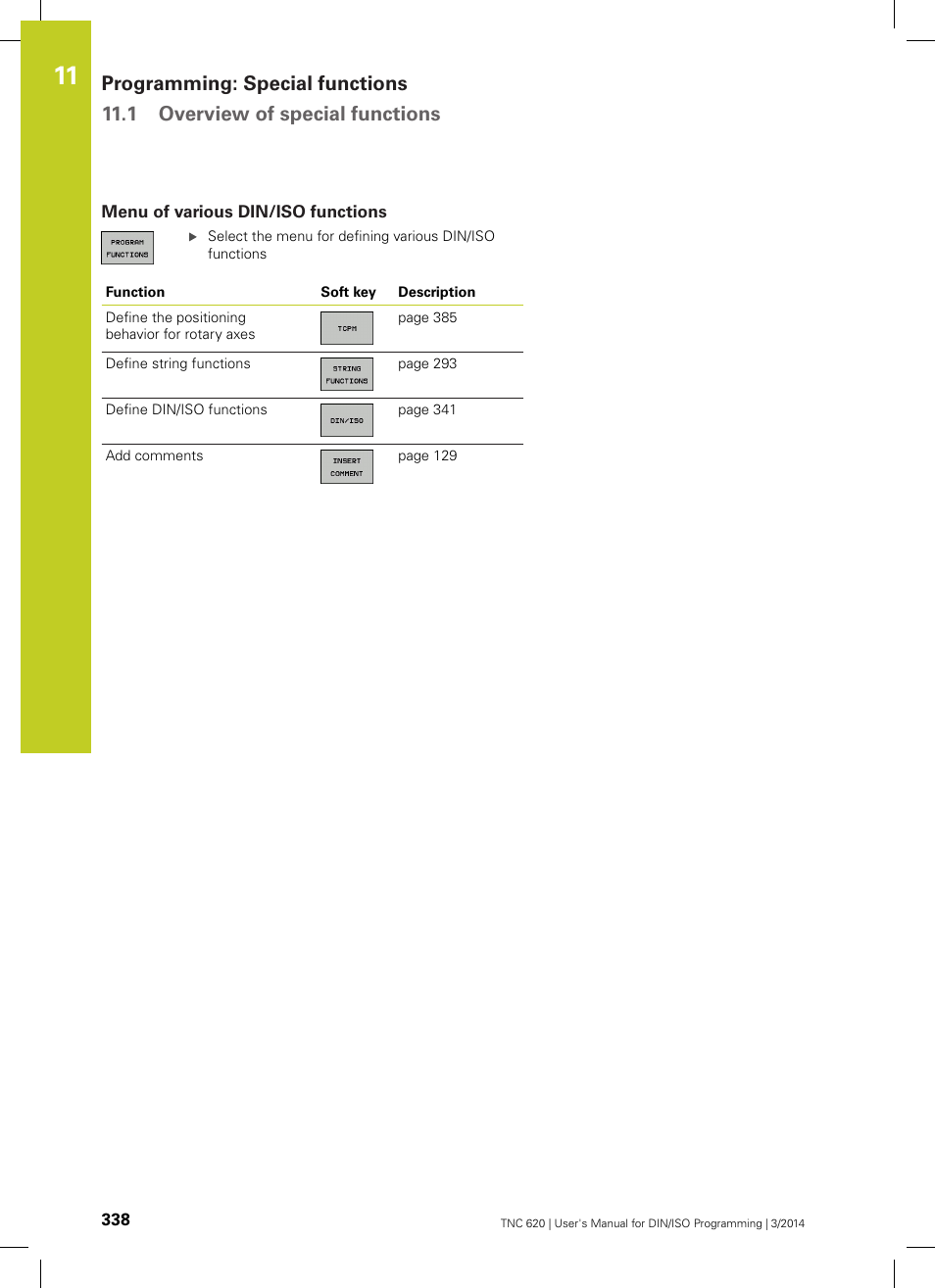 Menu of various din/iso functions | HEIDENHAIN TNC 620 (81760x-01) ISO programming User Manual | Page 338 / 584