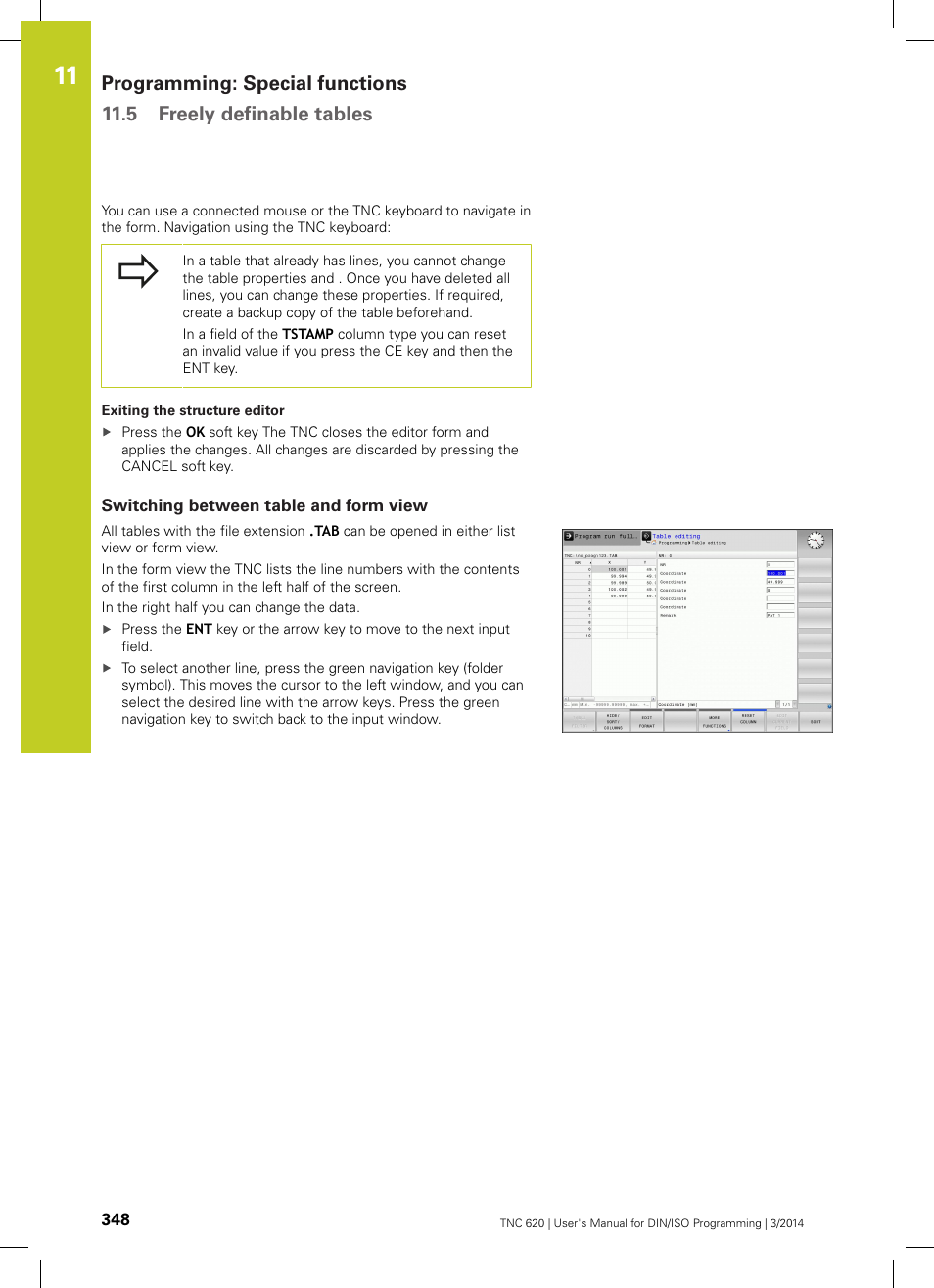 Switching between table and form view | HEIDENHAIN TNC 620 (81760x-01) ISO programming User Manual | Page 348 / 584