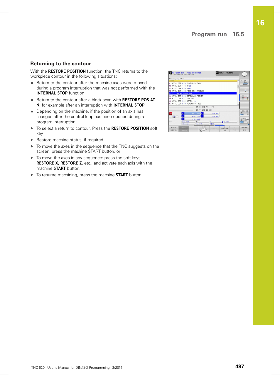 Returning to the contour, Program run 16.5 | HEIDENHAIN TNC 620 (81760x-01) ISO programming User Manual | Page 487 / 584