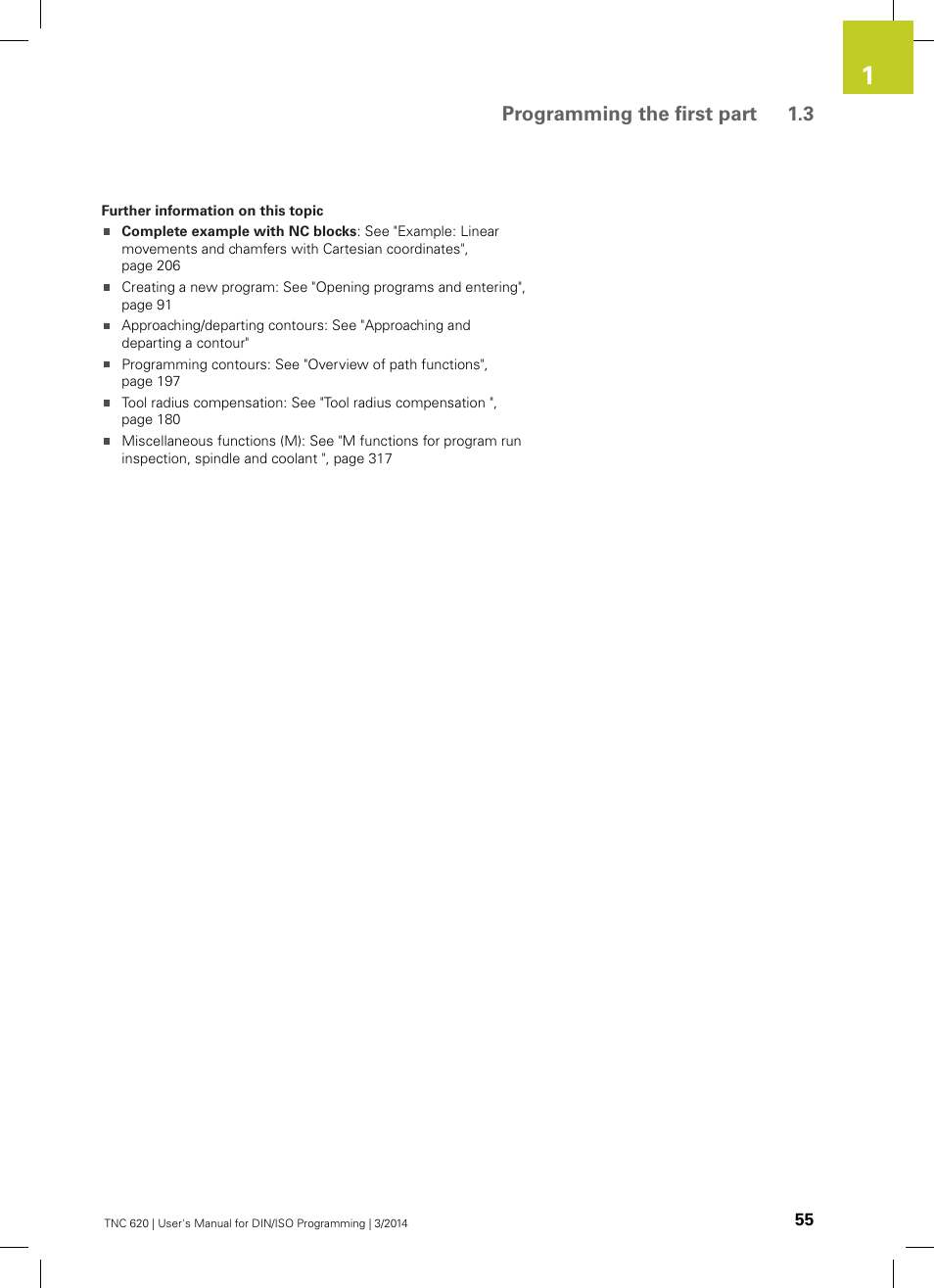 Programming the first part 1.3 | HEIDENHAIN TNC 620 (81760x-01) ISO programming User Manual | Page 55 / 584