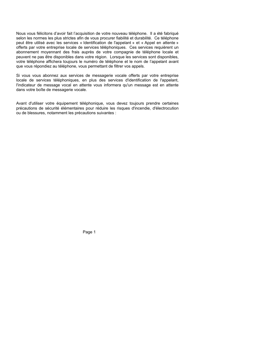 Configuration et installation de votre téléphone, Introduction, Importantes consignes de sécurité | ClearSounds CST25 User Manual | Page 27 / 70