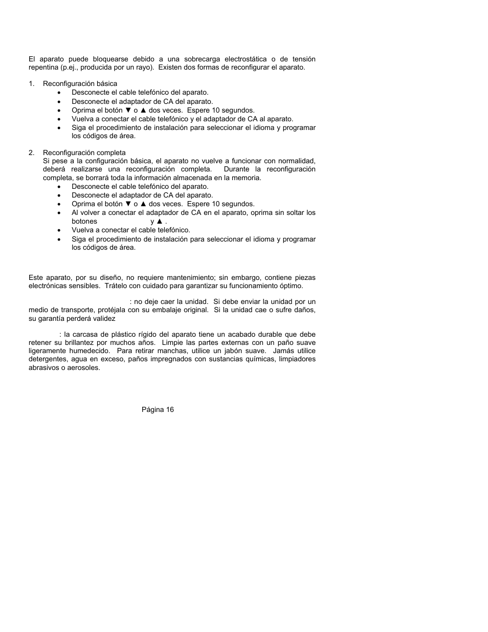 En caso de dificultad, Reconfiguración del teléfono, Información sobre mantenimiento | ClearSounds CST25 User Manual | Page 65 / 70