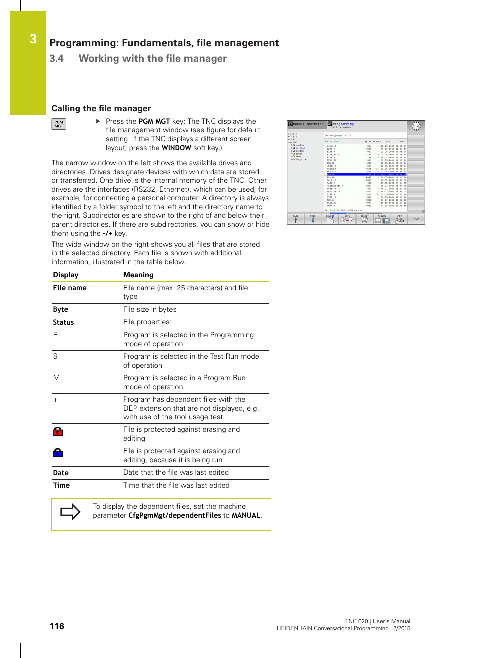 Calling the file manager | HEIDENHAIN TNC 620 (81760x-02) User Manual | Page 116 / 656