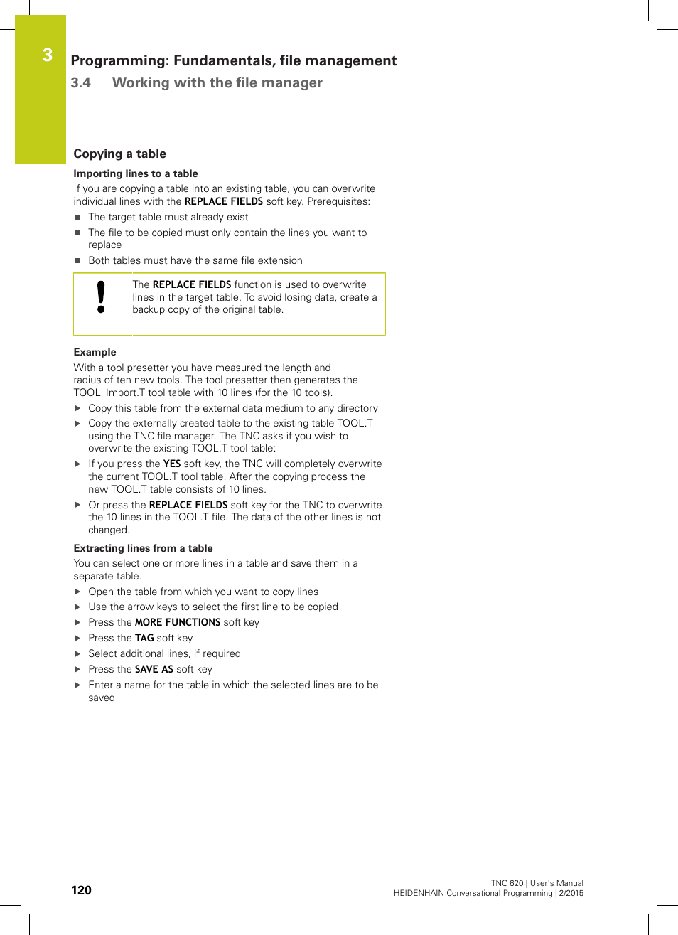 Copying a table | HEIDENHAIN TNC 620 (81760x-02) User Manual | Page 120 / 656