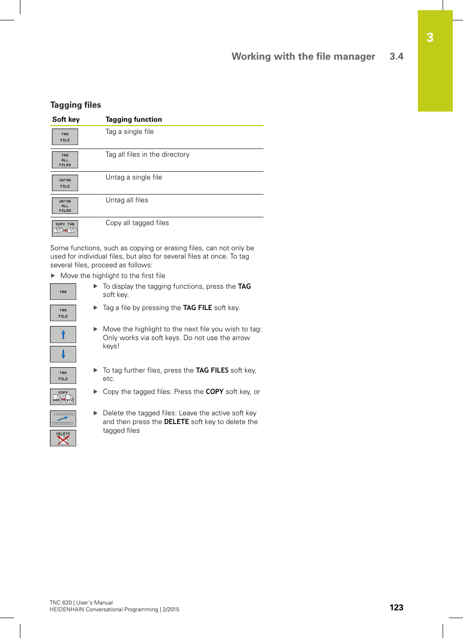 Tagging files, Working with the file manager 3.4 | HEIDENHAIN TNC 620 (81760x-02) User Manual | Page 123 / 656