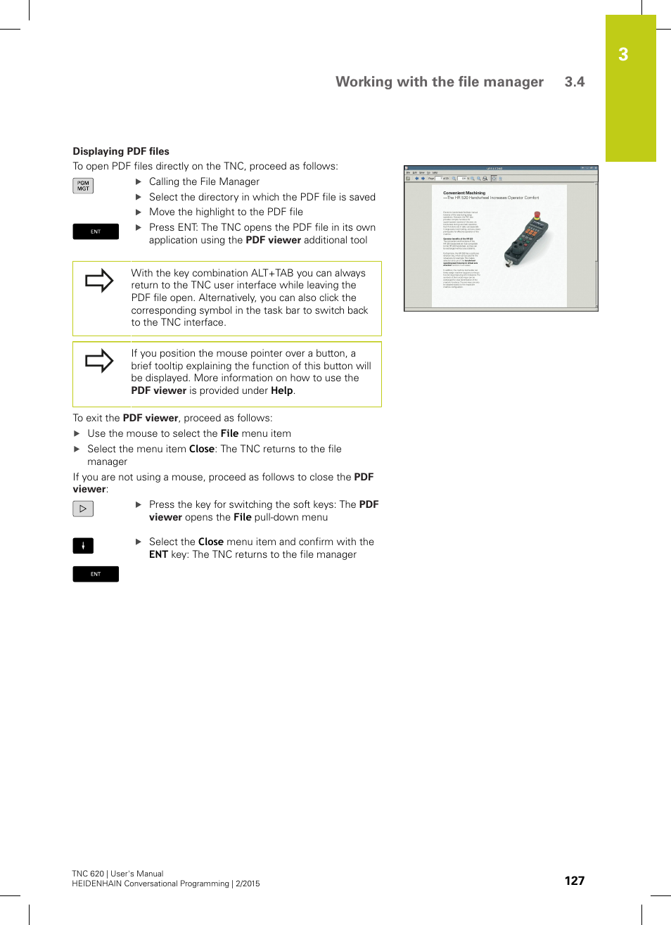 Working with the file manager 3.4 | HEIDENHAIN TNC 620 (81760x-02) User Manual | Page 127 / 656