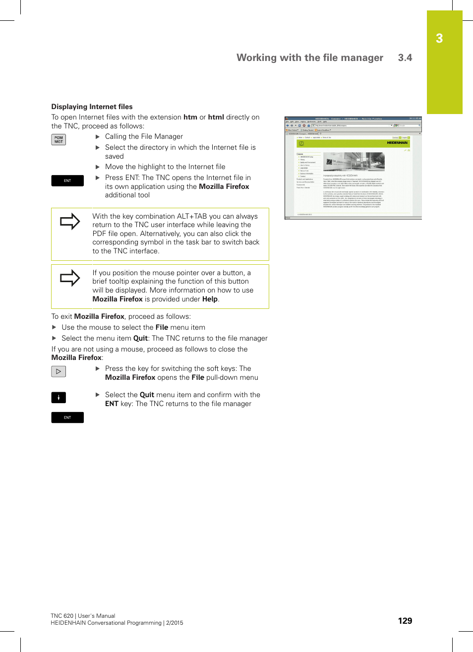 Working with the file manager 3.4 | HEIDENHAIN TNC 620 (81760x-02) User Manual | Page 129 / 656