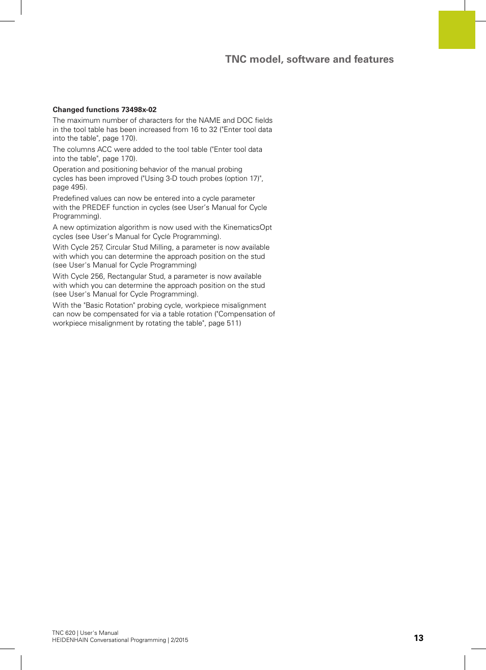 Tnc model, software and features | HEIDENHAIN TNC 620 (81760x-02) User Manual | Page 13 / 656
